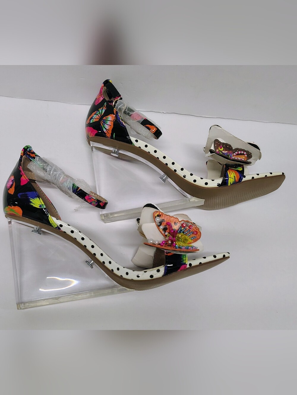 *NEW* Betsey Johnson Marloe Beaded Butterfly Embellished Dot Wedges RARE Sz 7 - Picture 3 of 10